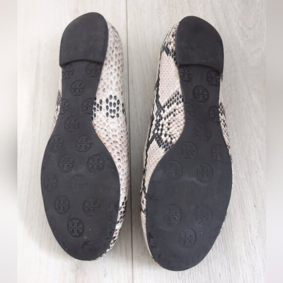 Tory Burch Snakeskin Flats - Black and Cream - Picture 5 of 6